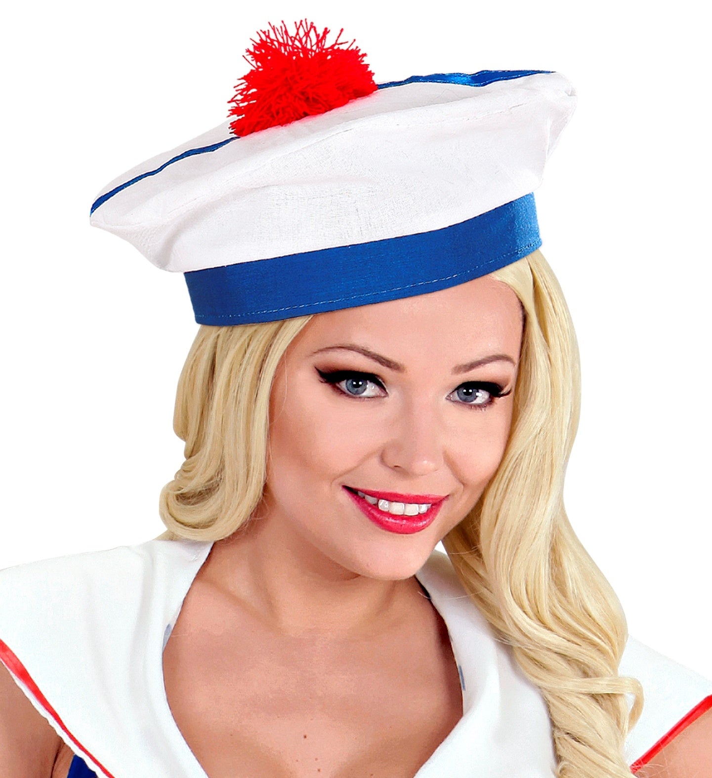 Béret marin avec pompon rouge - adulte