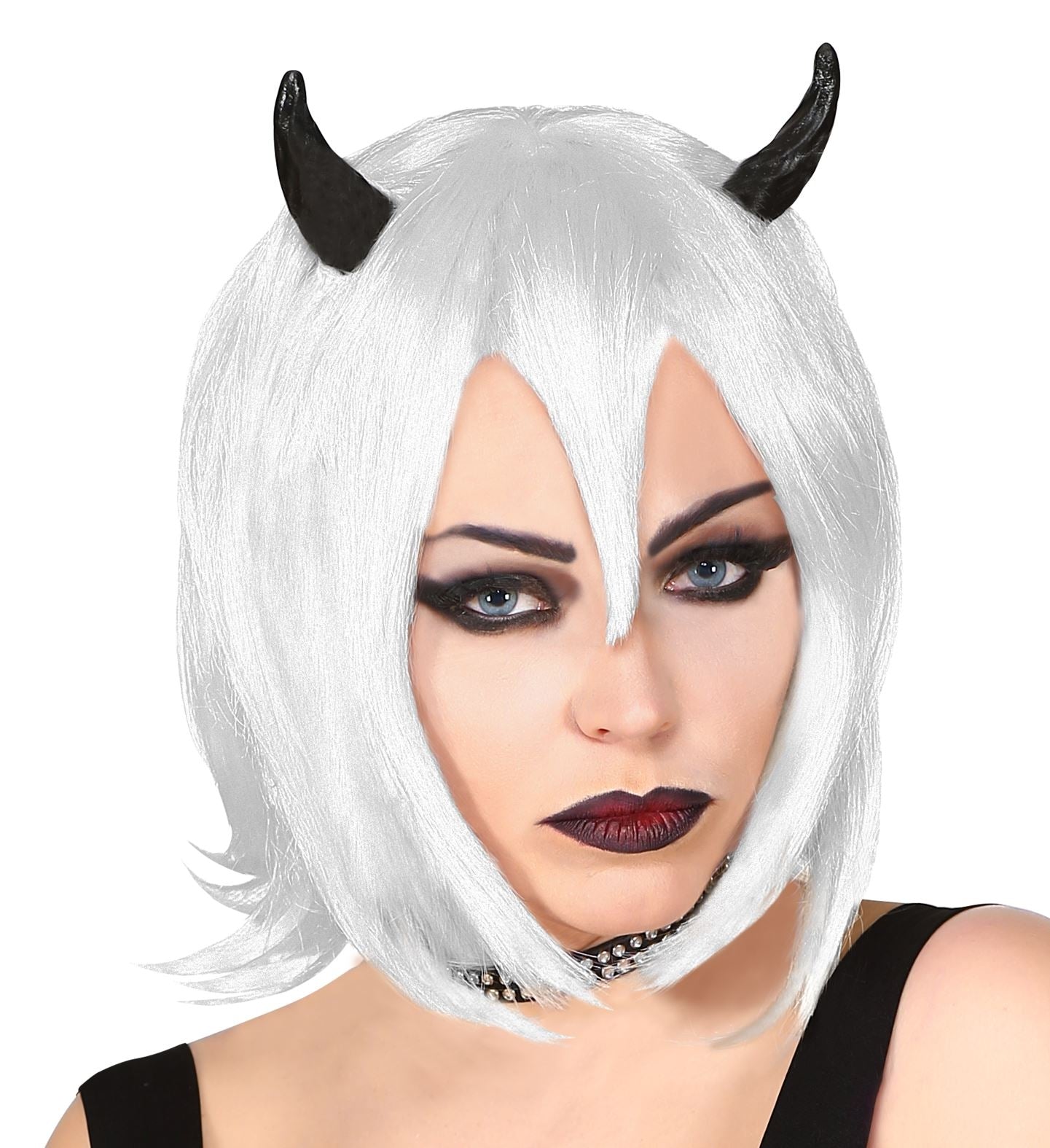 Perruque Cosplay Diablesse avec Cornes Intégrées