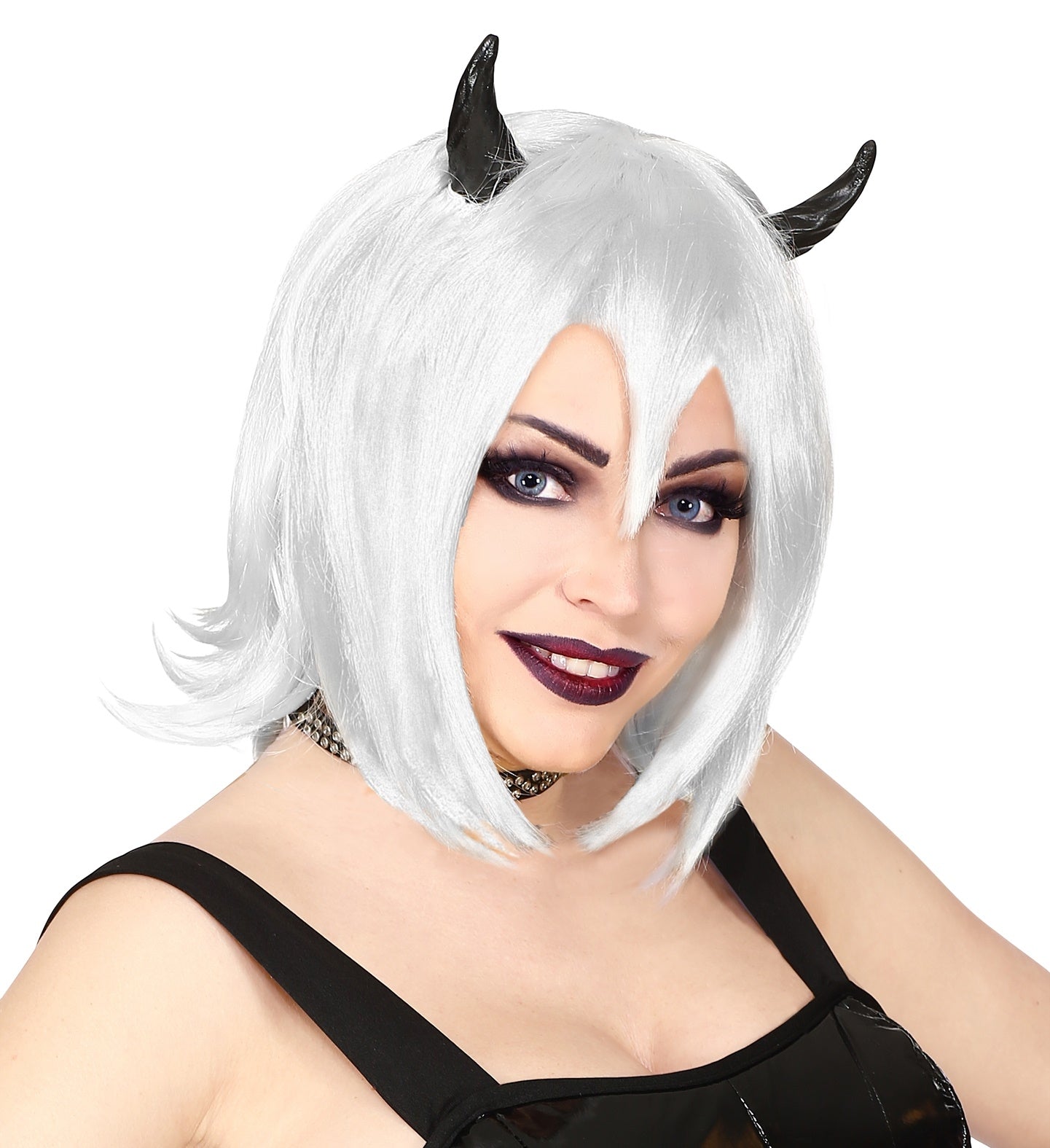 Perruque Cosplay Diablesse avec Cornes Intégrées