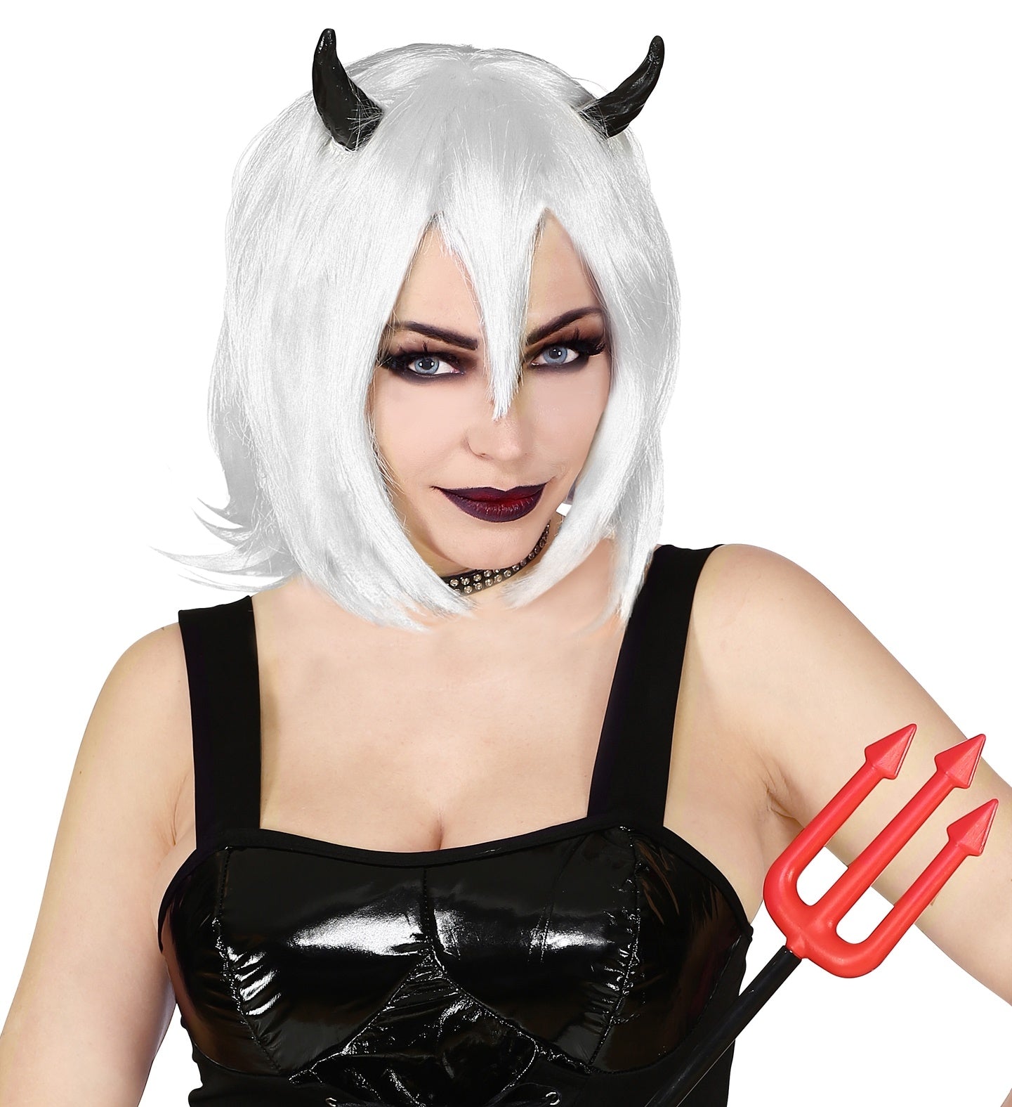 Perruque Cosplay Diablesse avec Cornes Intégrées