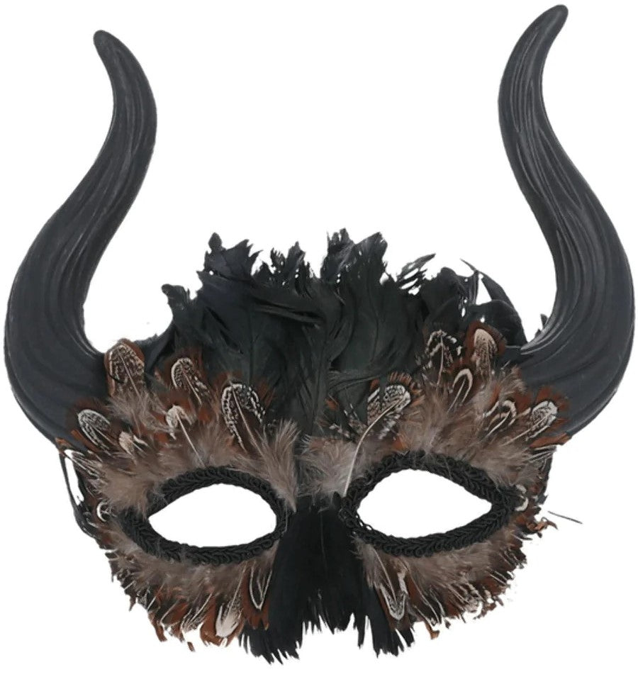 Masque Vénitien avec Plumes et Cornes : Ajoutez une Touche Mystérieuse à Votre Déguisement