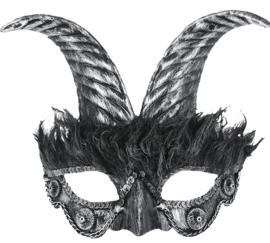 Demi Masque de Diable avec Cornes : Ajoutez une Touche de Mystère Métallique à Votre Déguisement