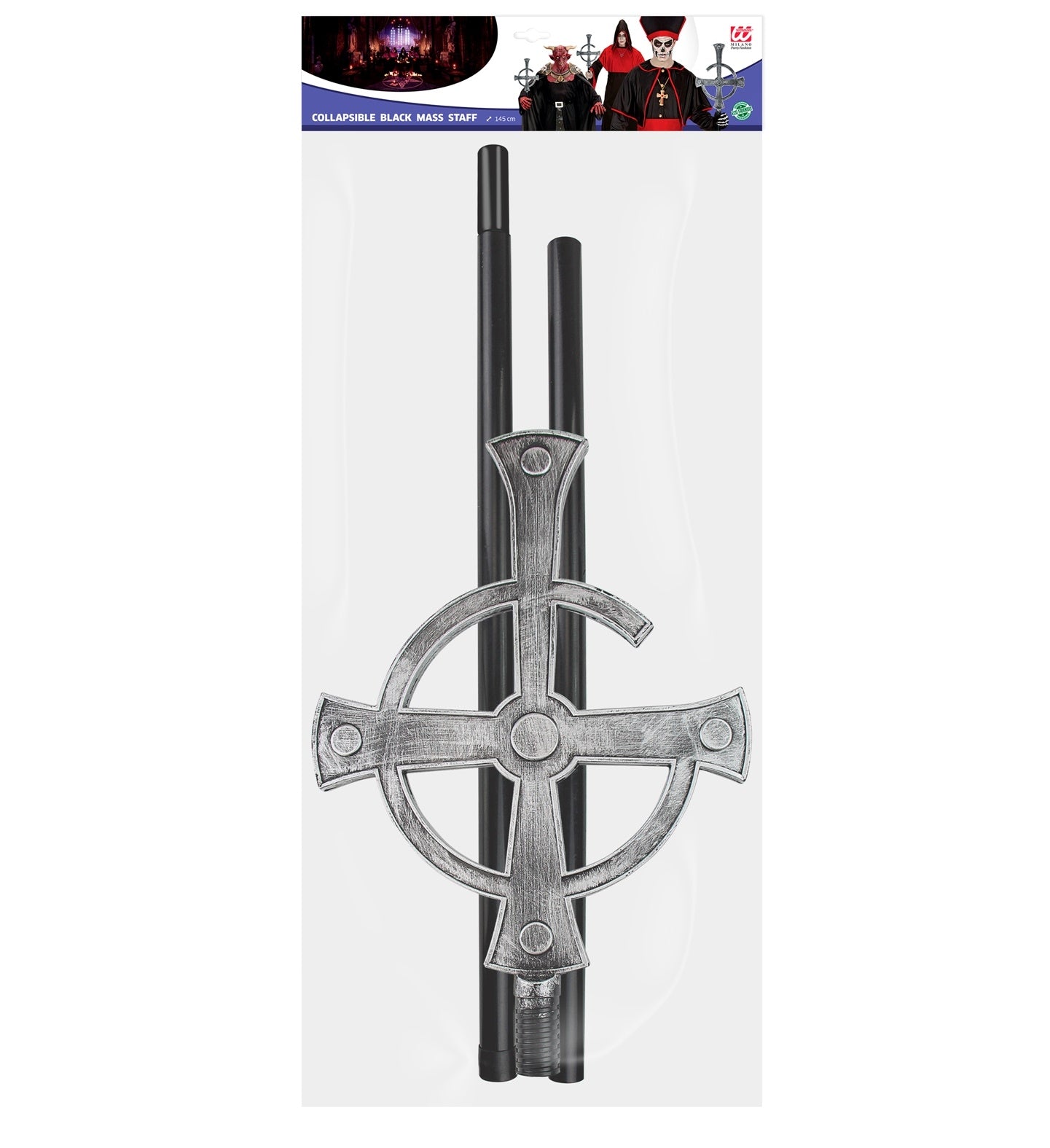 Canne avec Crosse Messe Noire Amovible - Accessoire mystérieux pour vos déguisements