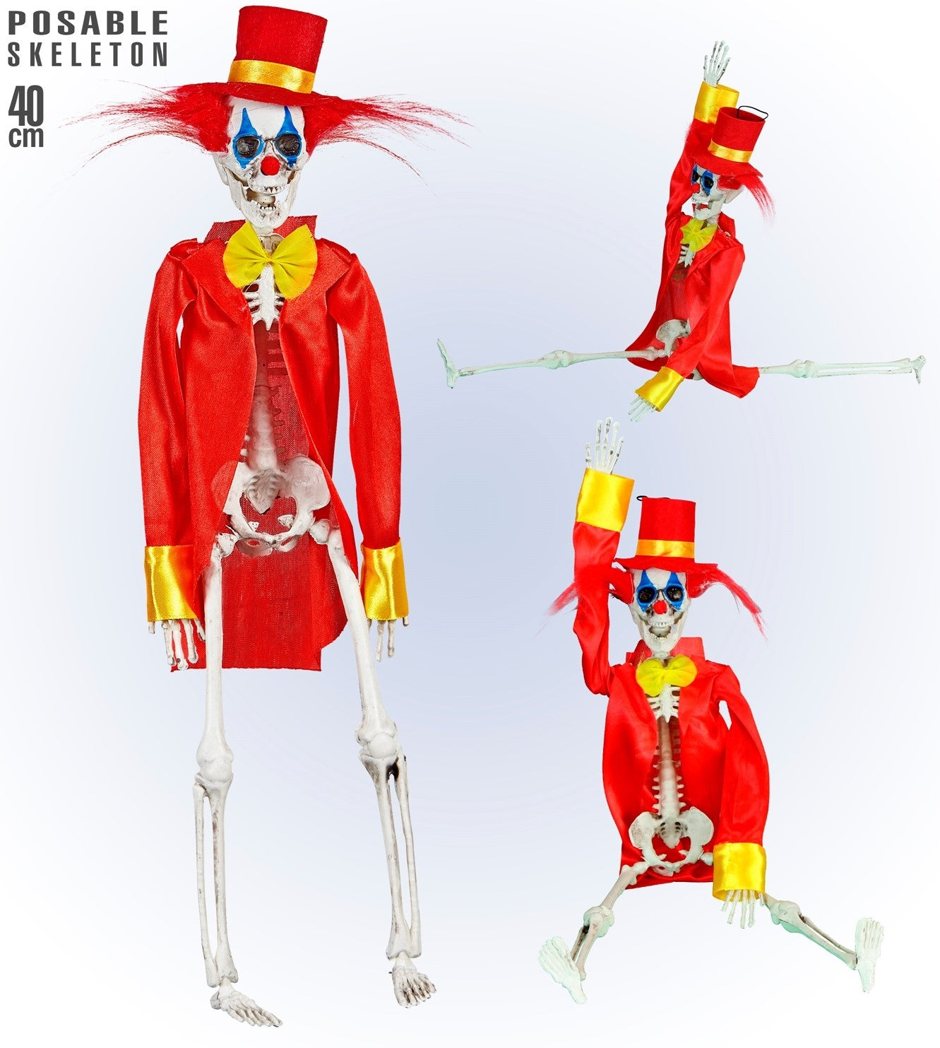Décoration Clown Halloween : La Figurine "Squelette Clown Horreur" 40 cm