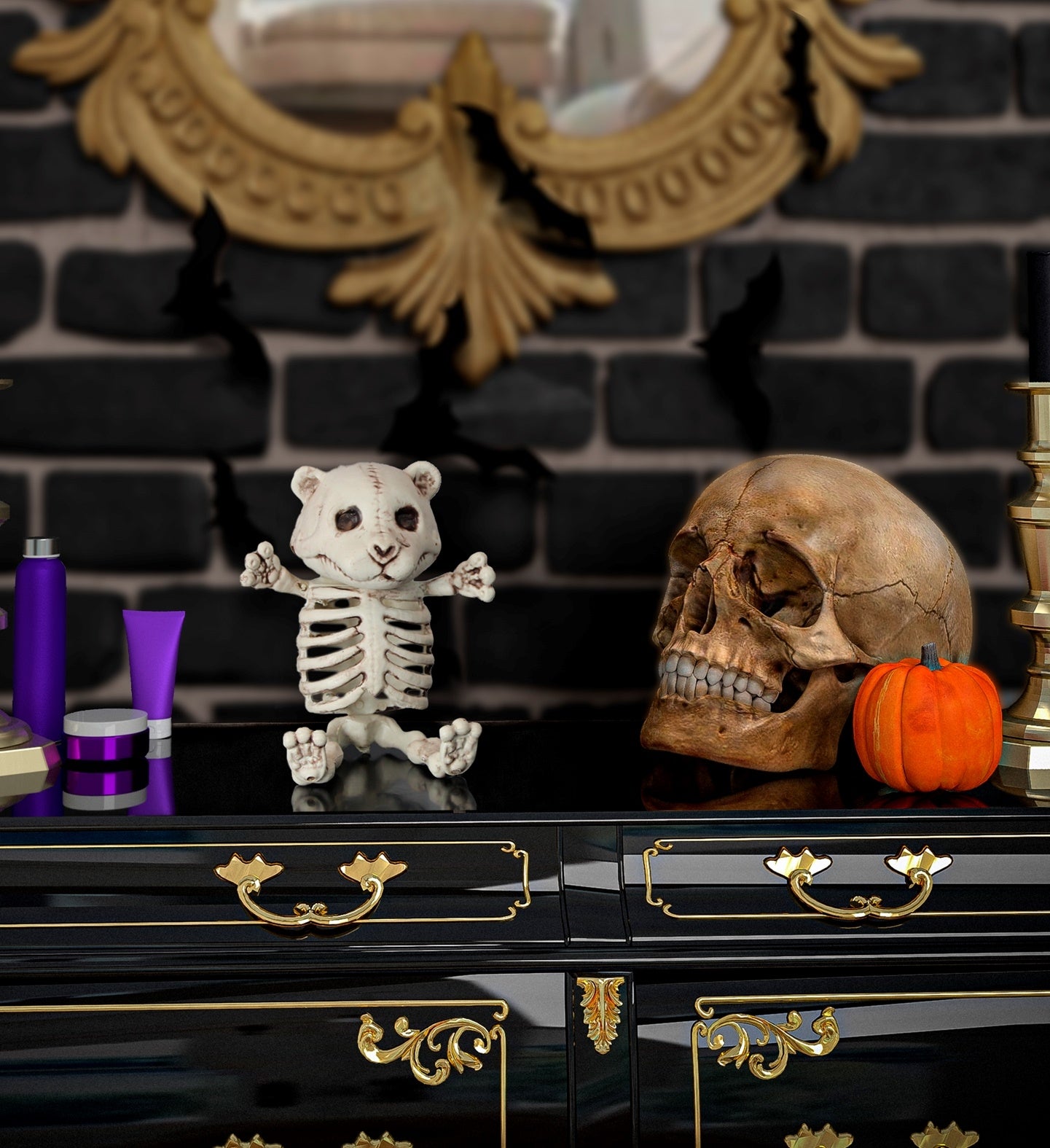 Squelette Ours en peluche : déco halloween