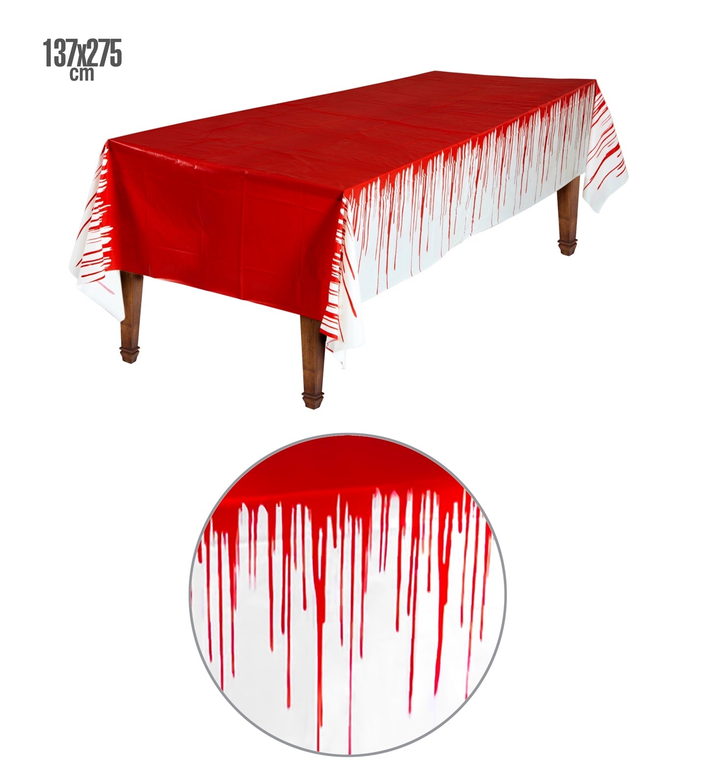 Décoration de Table Halloween : Nappe Sanglante 137x275 cm en PVC