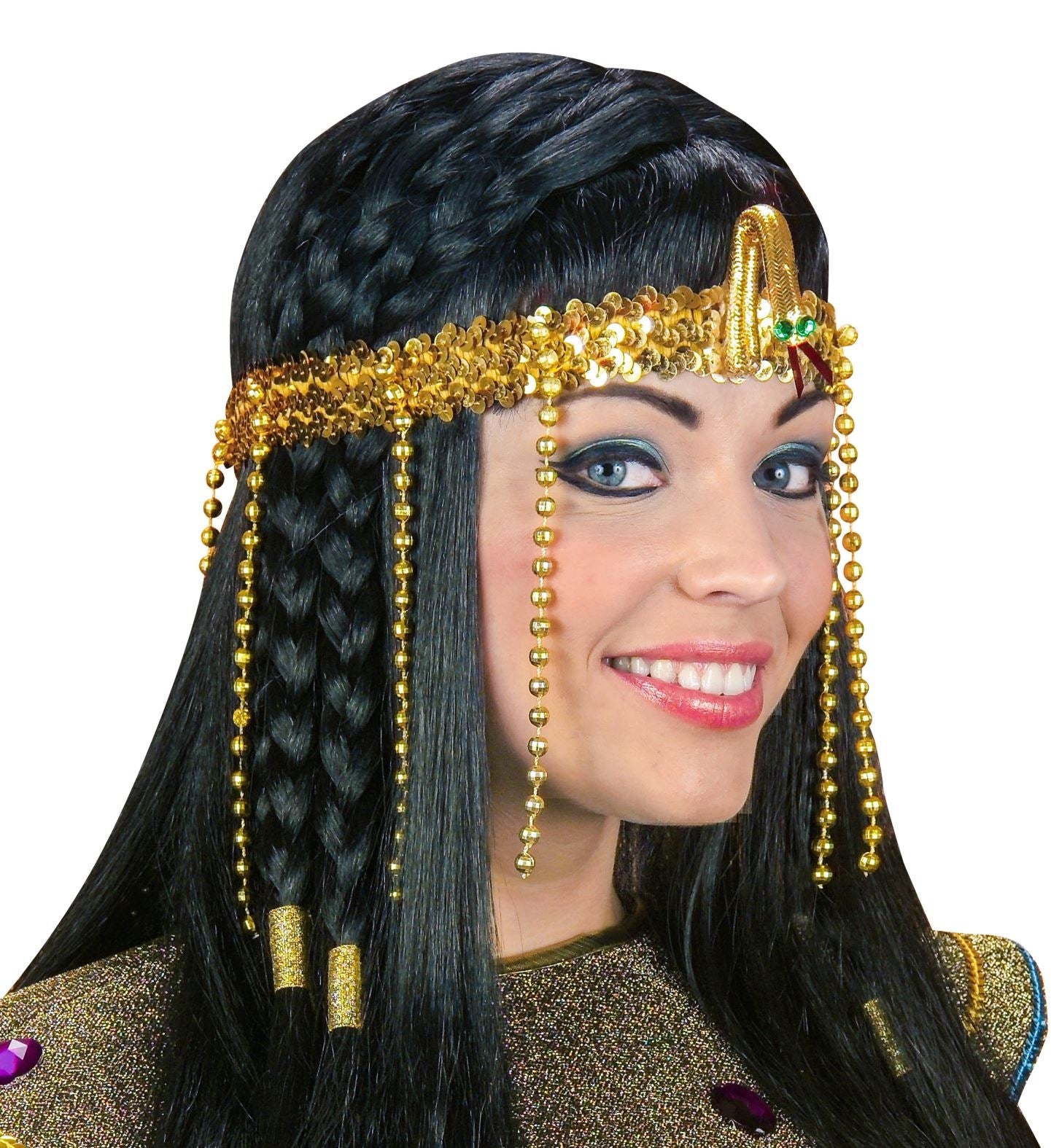 Coiffe Égyptienne à sequins Dorés pour Femme