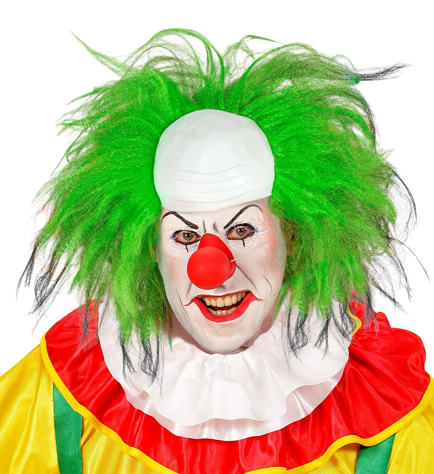 Perruque de Clown avec Calotte de Calvitie et Cheveux Ébouriffés Verts