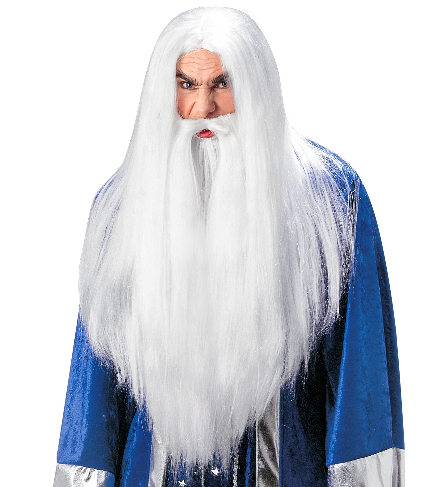 Plongez dans la Magie avec la Perruque de Magicien, Barbe et Moustache Blanches