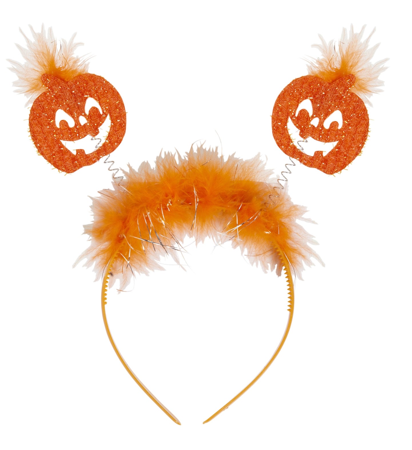 Serre-tête Halloween avec Citrouille Pailletée et Marabout