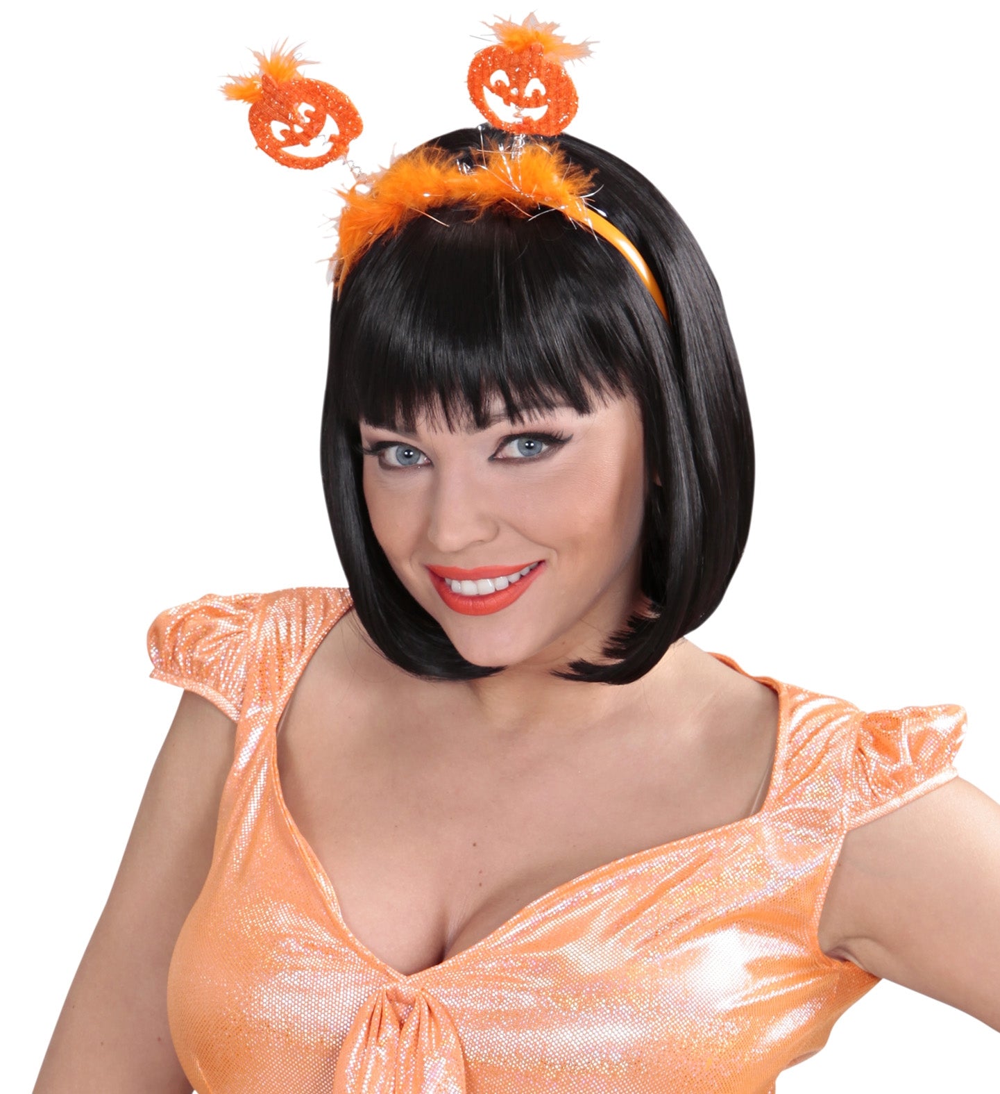 Serre-tête Halloween avec Citrouille Pailletée et Marabout