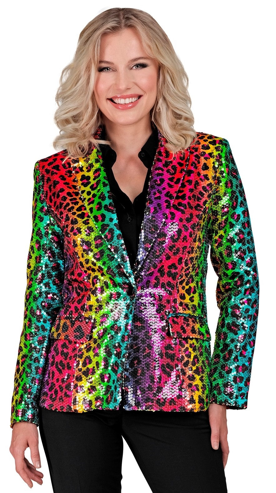Veste de Tailleur Femme à Sequins : Élégance Arc-en-Ciel et Fun