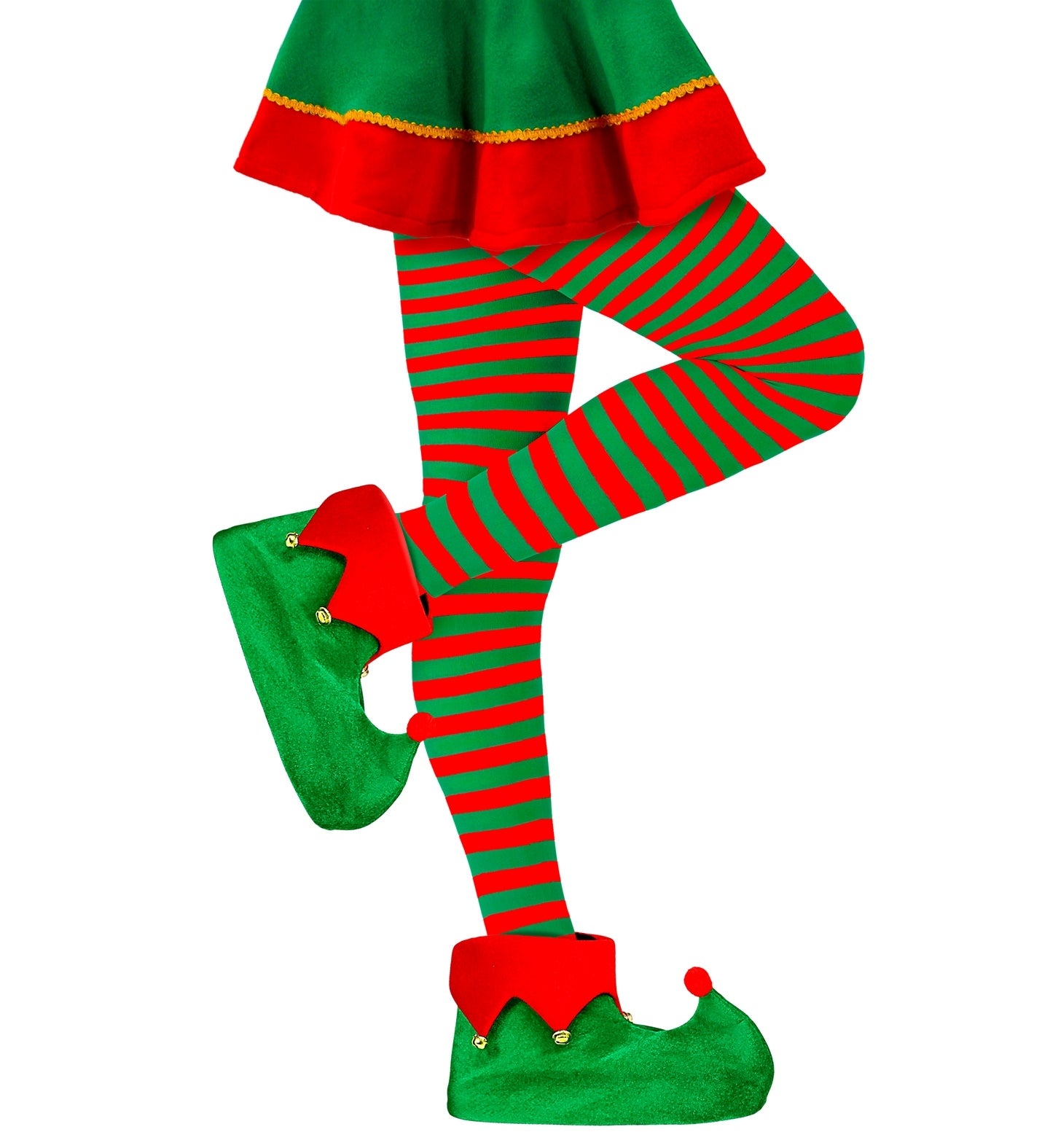 Collant rayé rouge et vert 70D pour Elfe et lutin Adulte