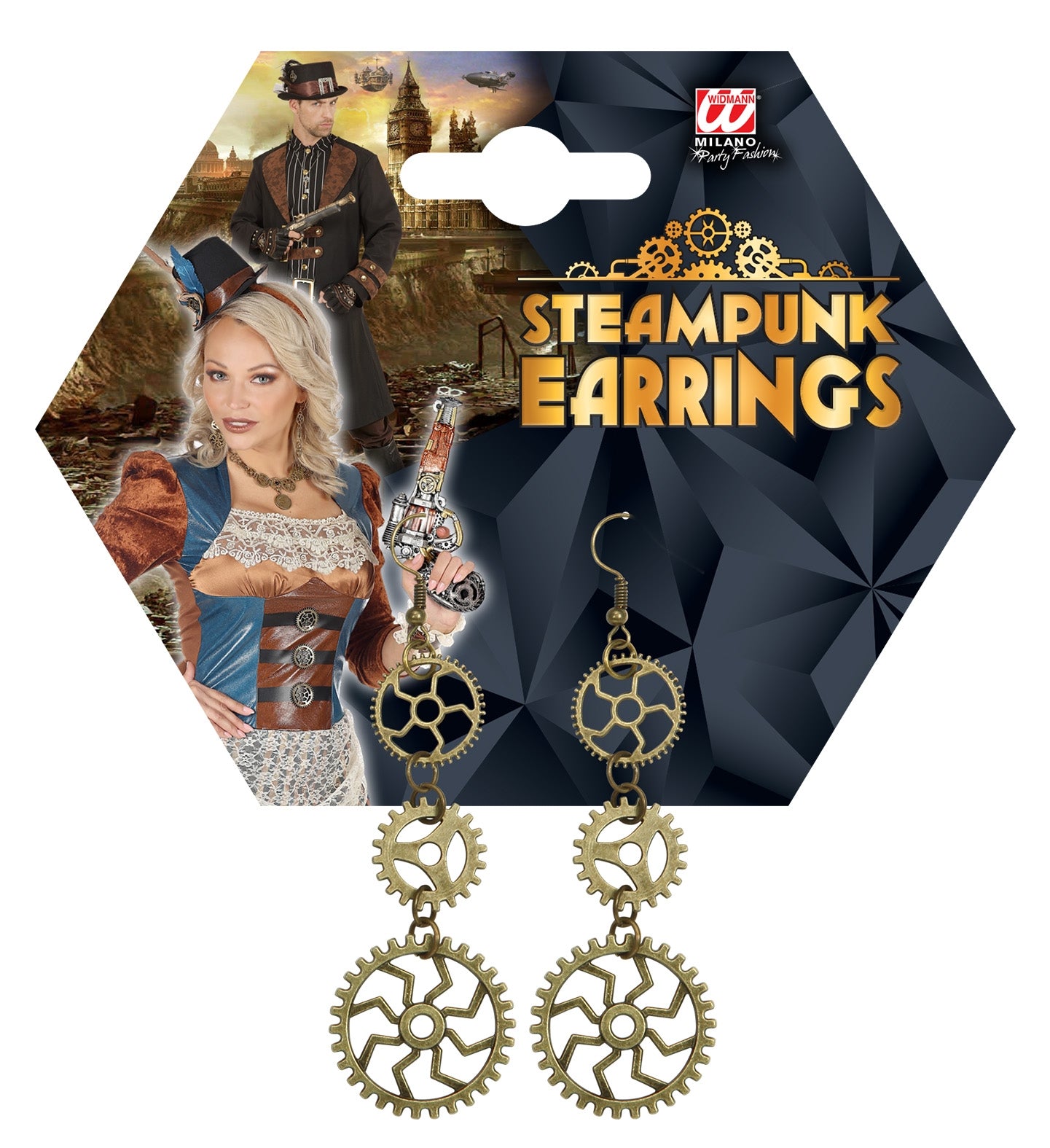 Boucles d'Oreilles Steampunk en Zinc avec engrenage