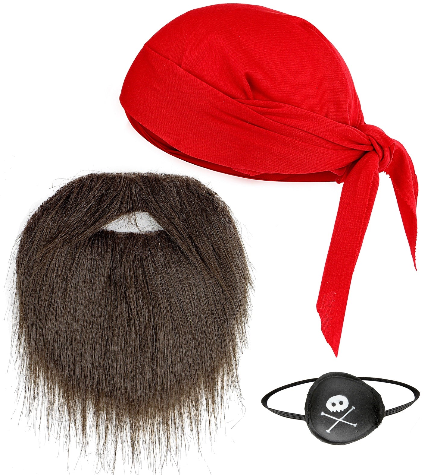 Set pirate adulte avec barbe, bandana et cache œil