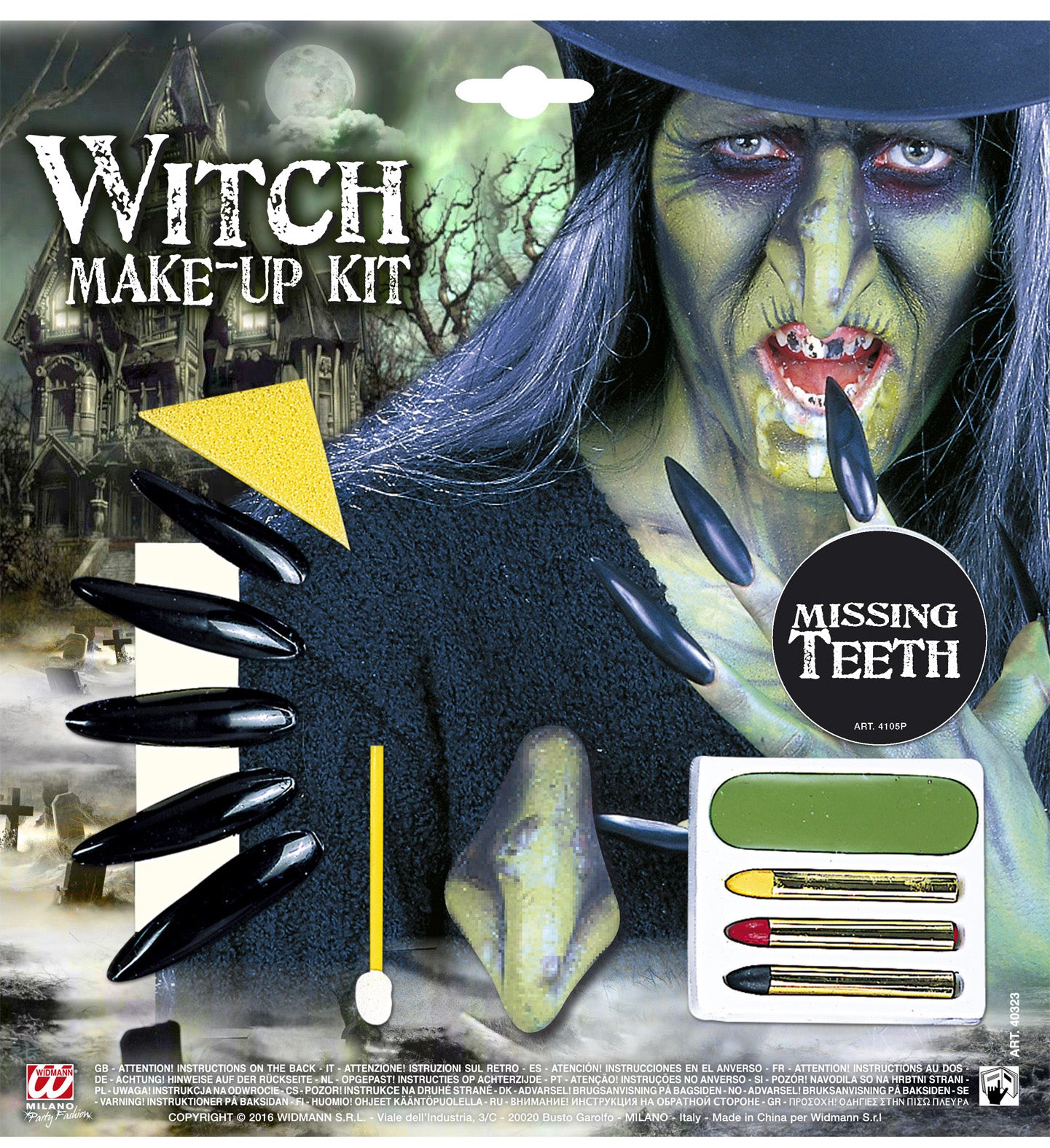 Maquillage de sorcière : Set avec accessoires