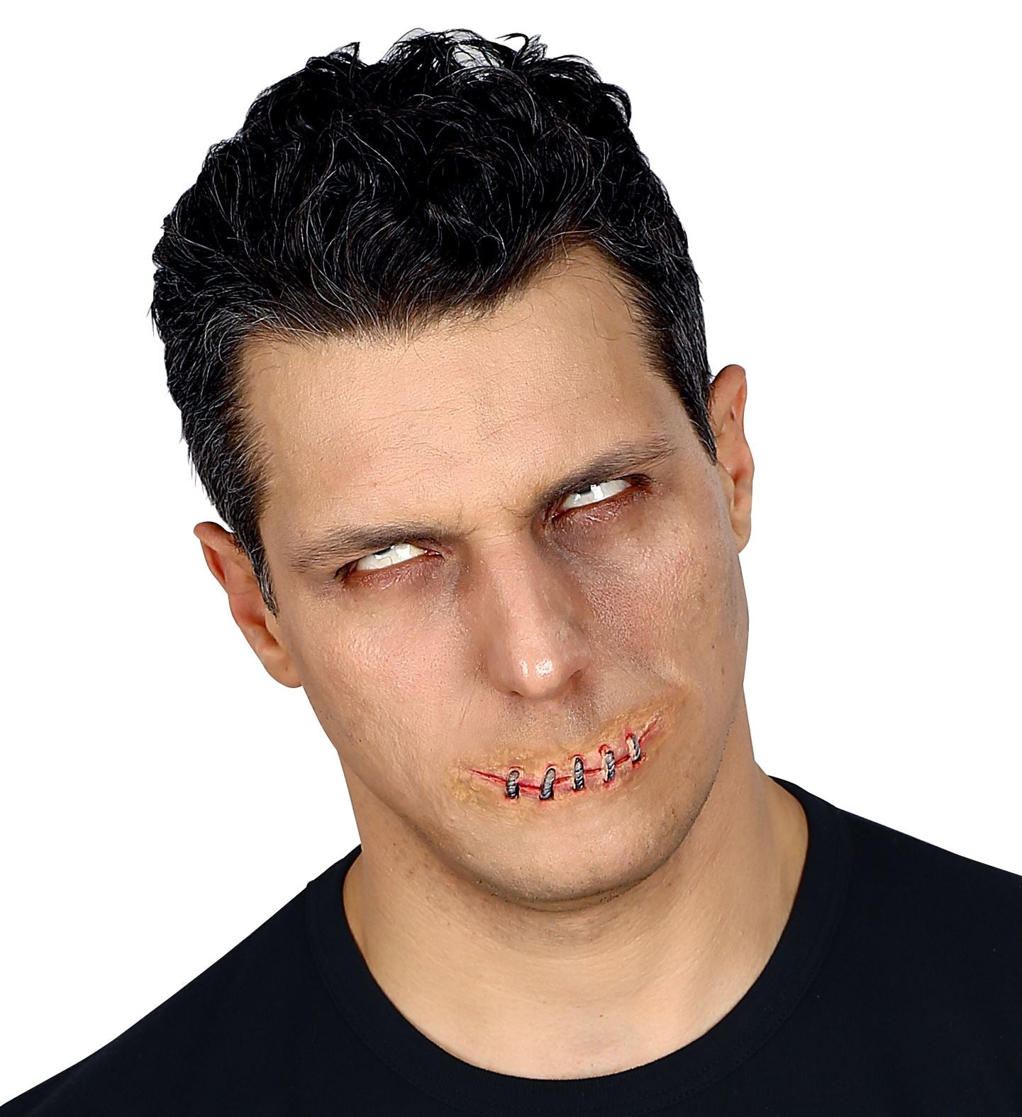 Prothèse latex, bouche cousue avec agrafe - Maquillage halloween