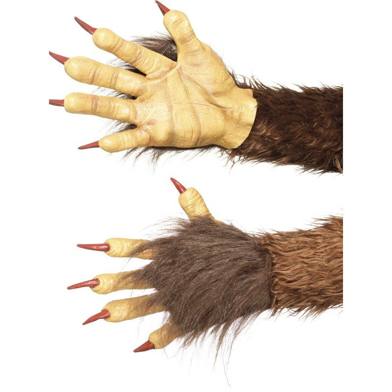 Gants de Démon marron en latex avec poils