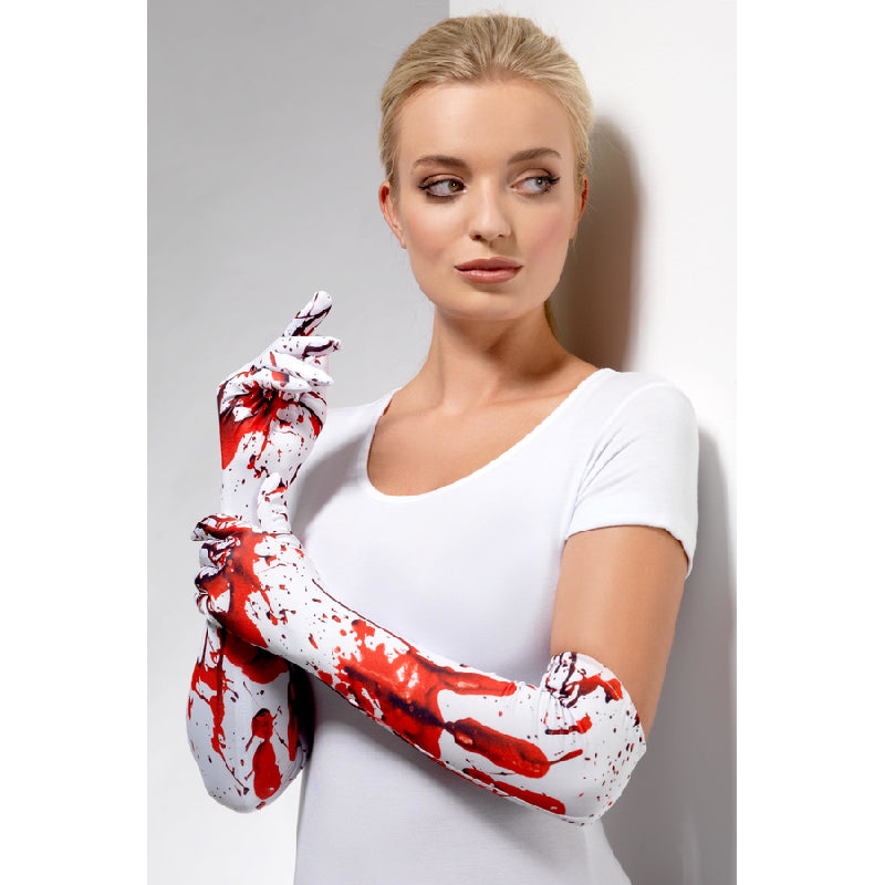 Gants longs avec éclaboussures de sang