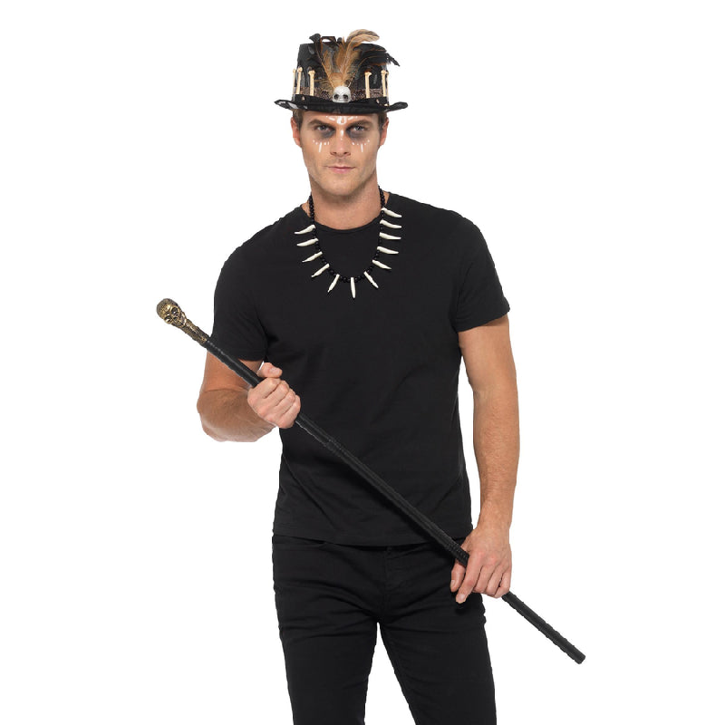 Kit adulte vaudou (haut de forme, collier & canne)