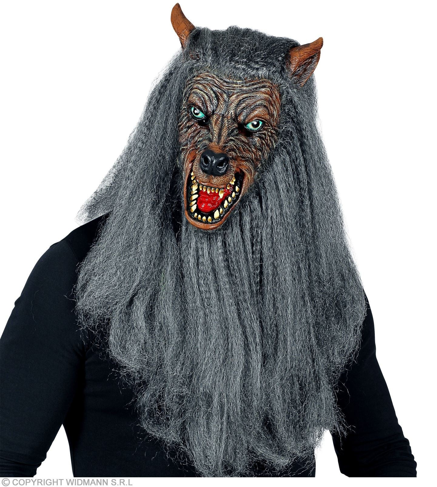 Masque intégral latex avec fourrure de Loup-garou pour adulte