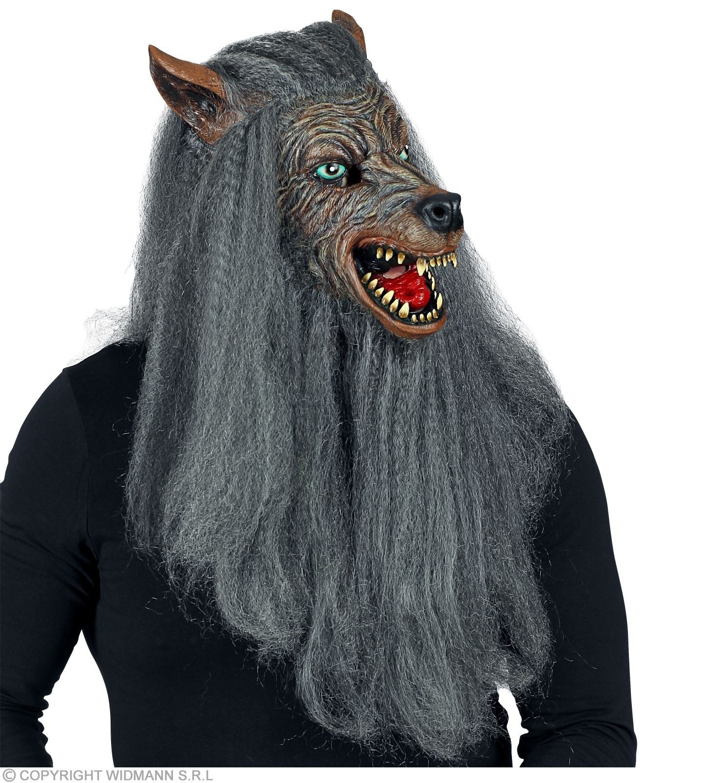 Masque intégral latex avec fourrure de Loup-garou pour adulte