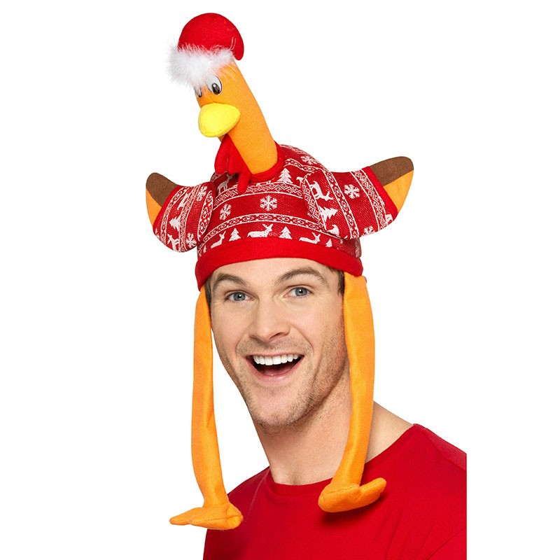 Bonnet dinde de noël en tricot