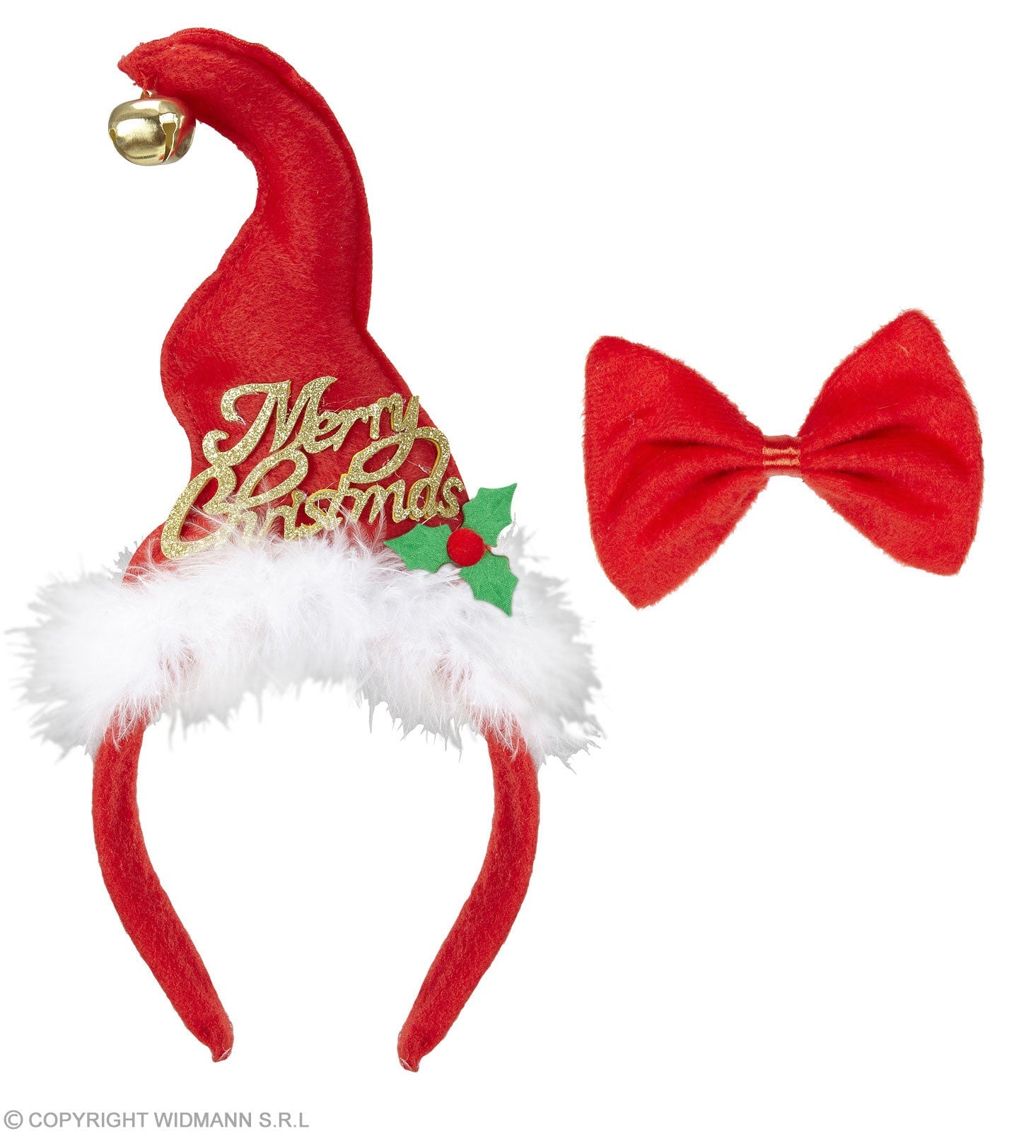 Chapeau de noël avec cloche et noeud-papillon