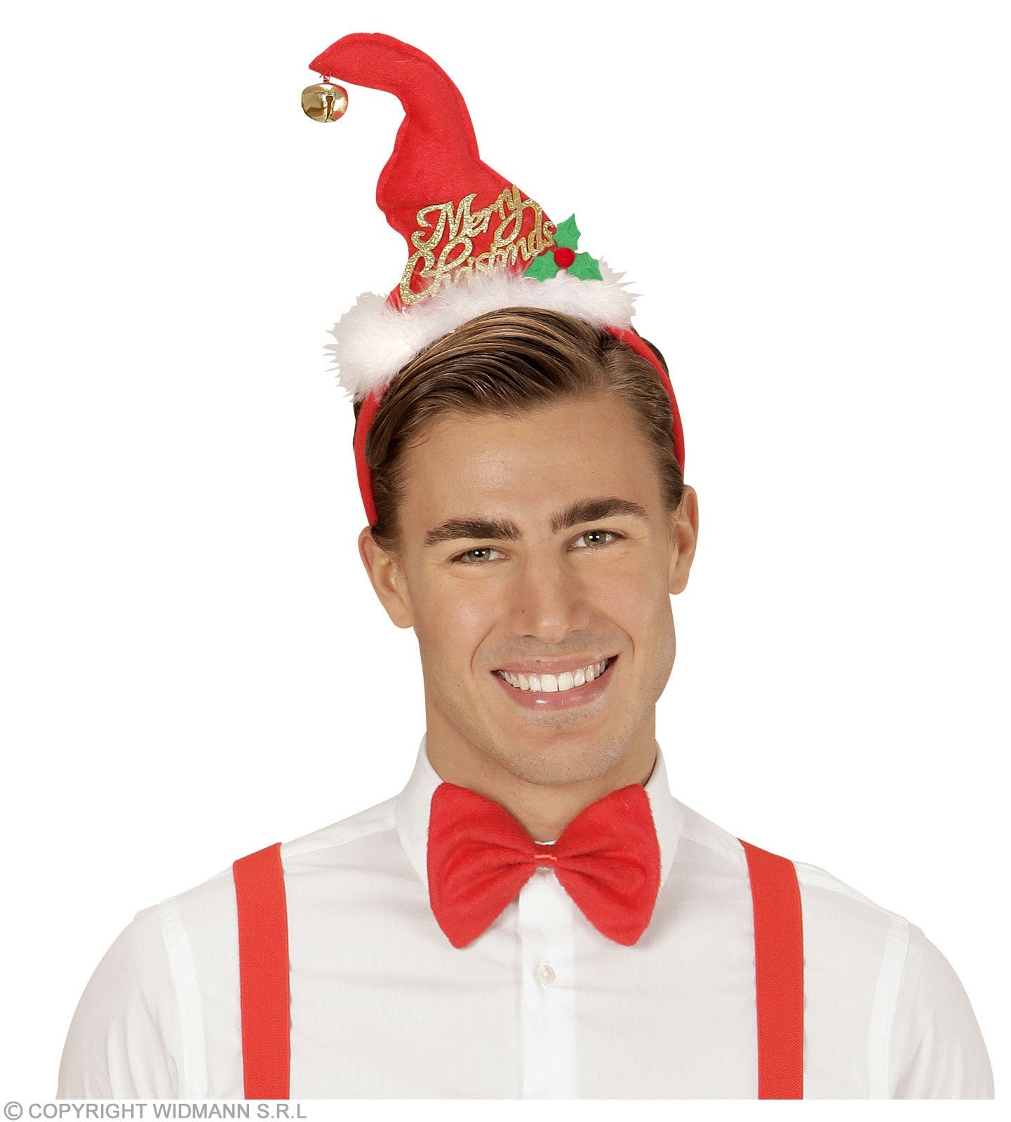 Chapeau de noël avec cloche et noeud-papillon