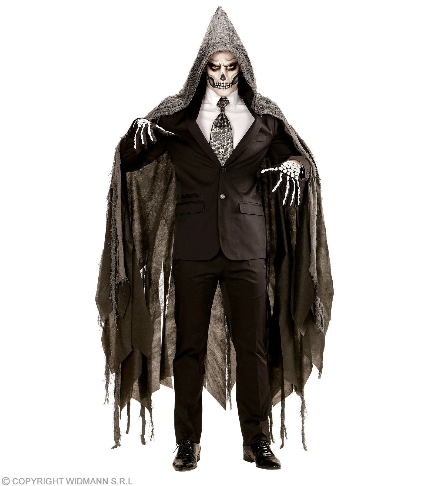 Cape avec capuche grise déchiquetée 165 cm