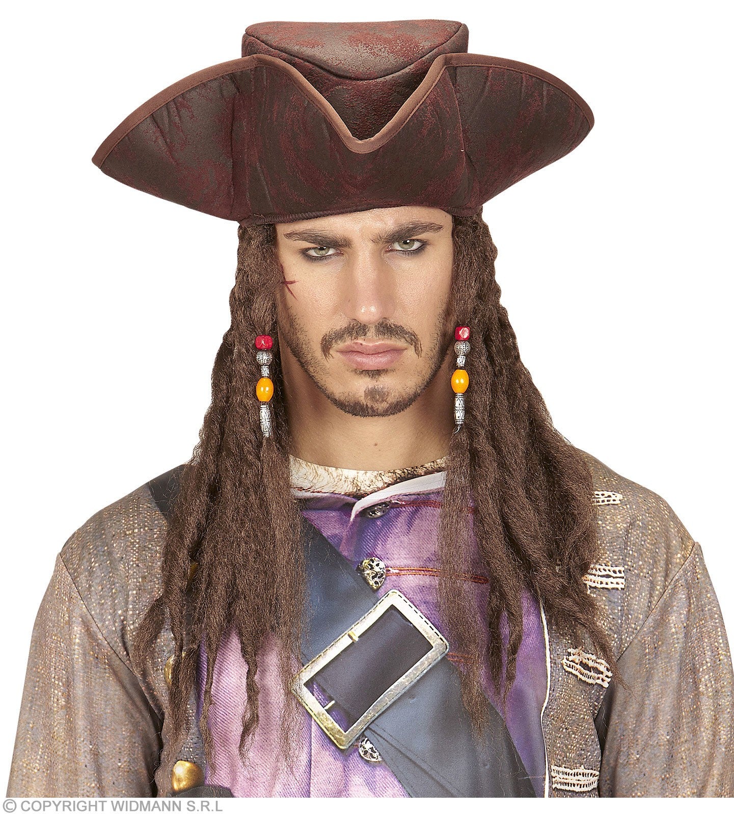Tricorne Pirate Simili Cuir Avec Cheveux