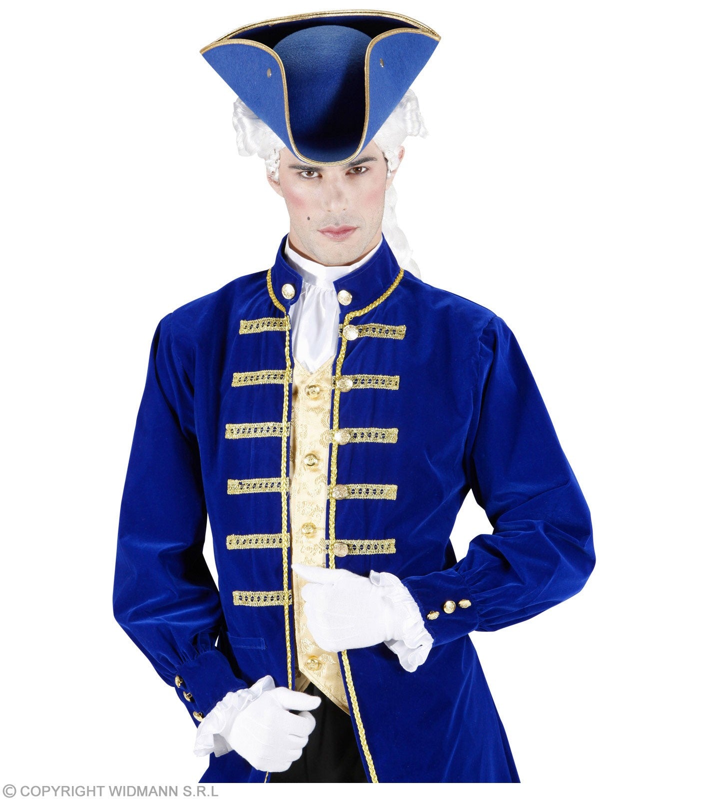 Tricorne bleu pour déguisement Pirate ou baroque