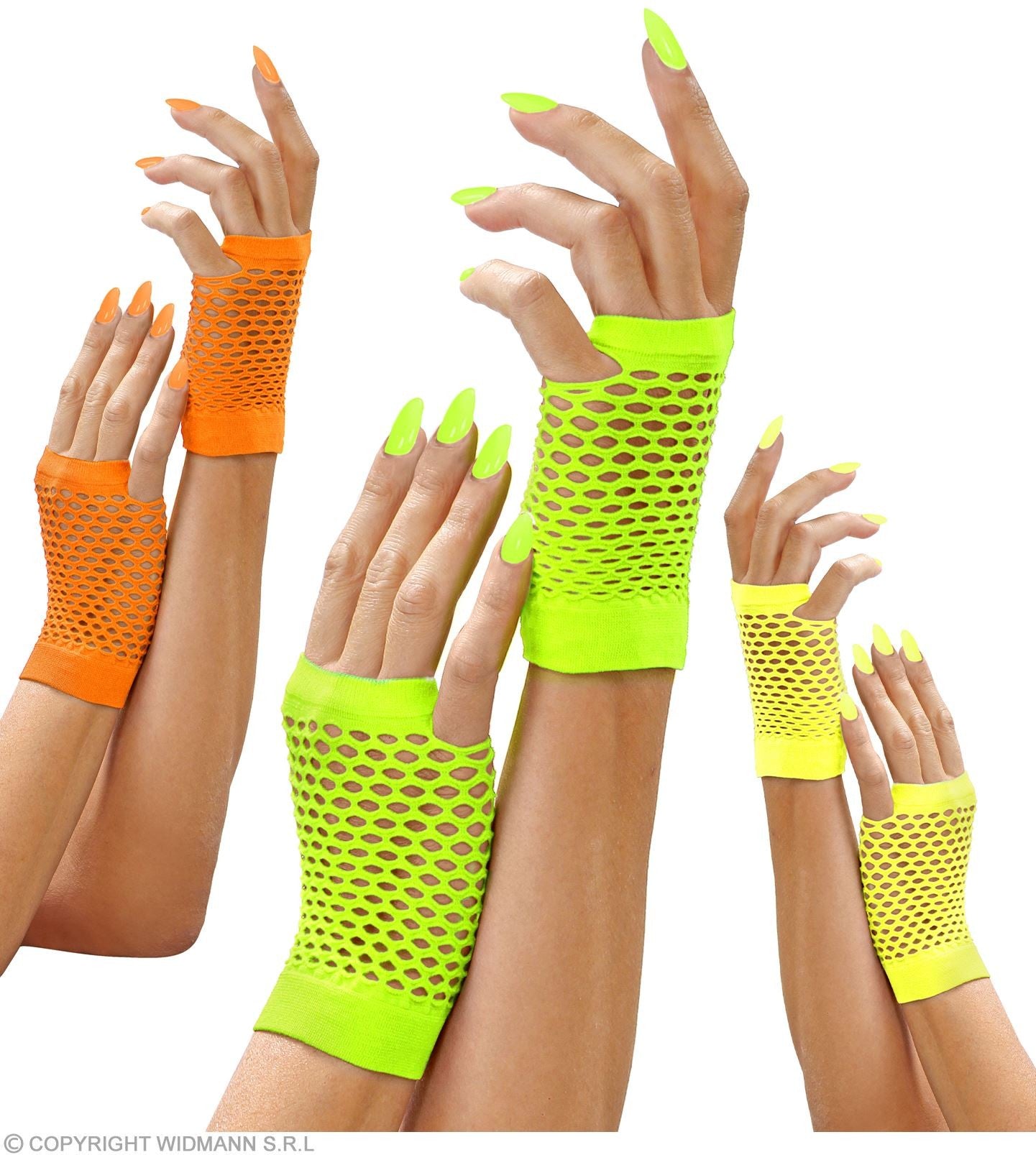 Gants filet néon courts - 3 couleurs au choix