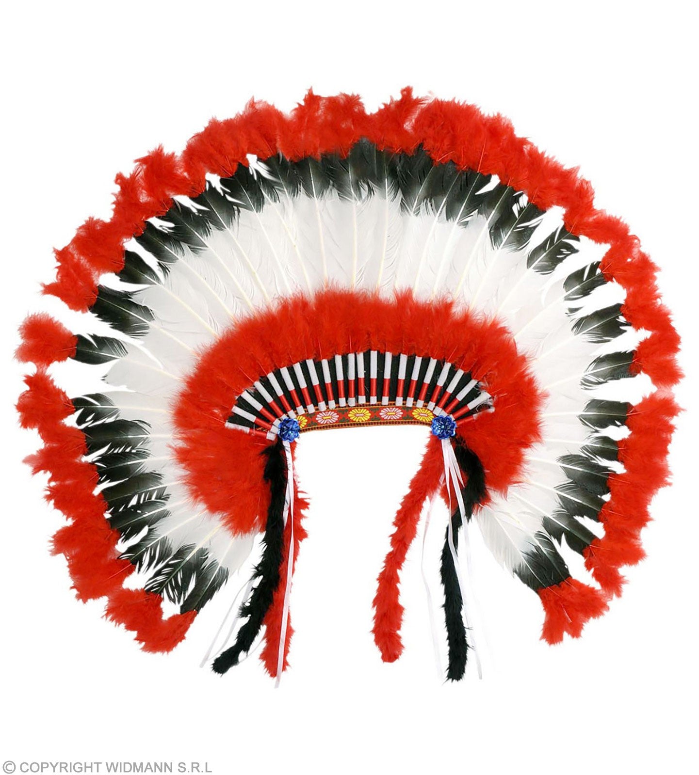 Coiffe rouge à plumes de chef indien