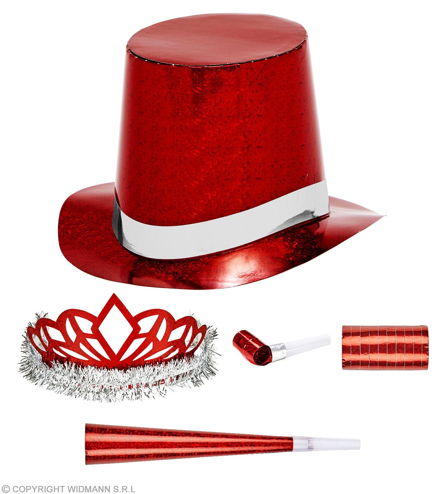 Kit de fête nouvel an rouge holographique pour 10 personnes