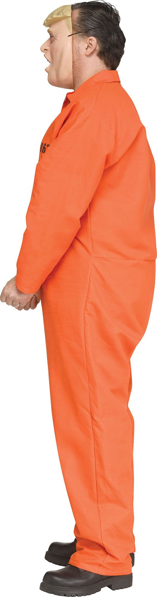 Déguisement prisonnier orange avec masque de Trump
