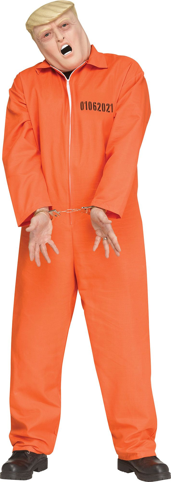Déguisement prisonnier orange avec masque de Trump