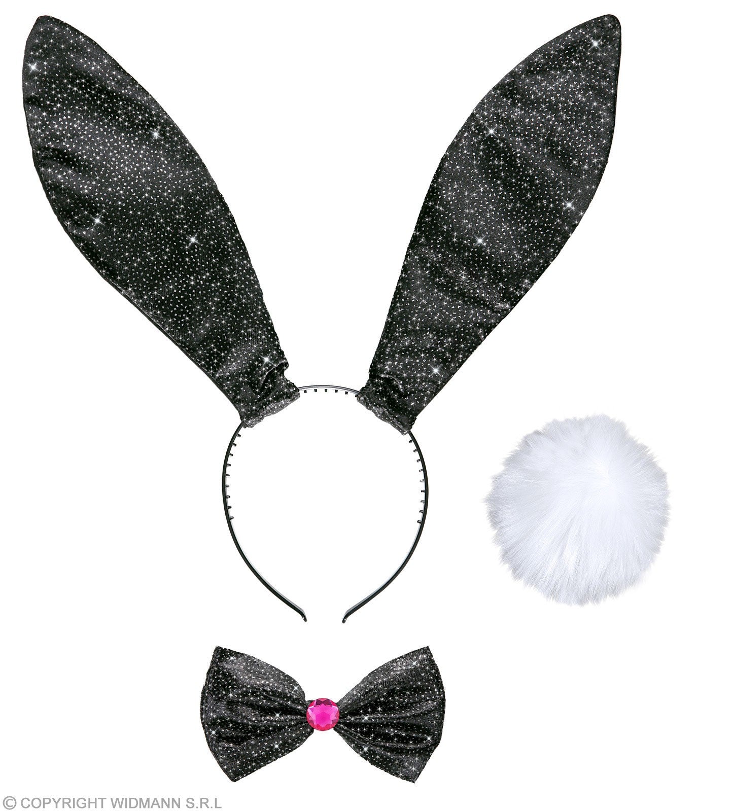 Set lapin noir pailleté (oreilles, noeud-papillon et queue)