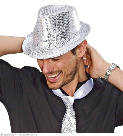 Chapeau pailleté argent mixte