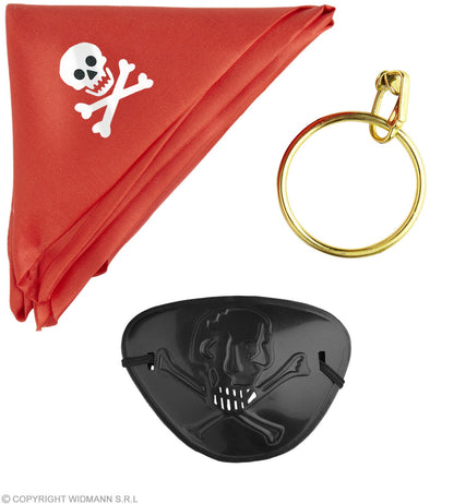 Set Pirate (bandana, cache-oeil, boucle d'oreille)