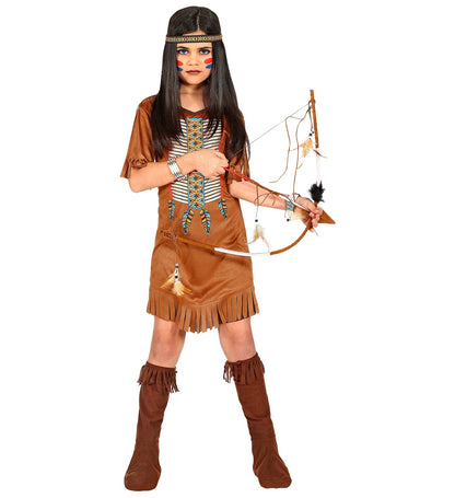 Déguisement Indienne fille marron (robe, bandeau)