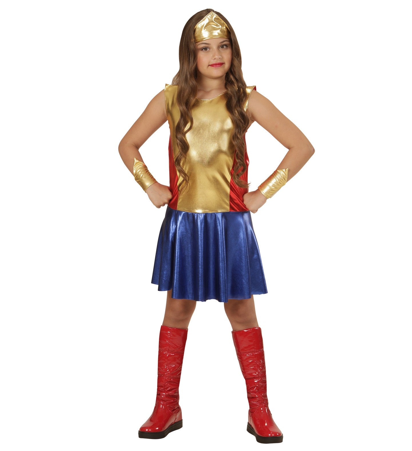 Déguisement Wonder Girl (robe, bandeau, manchettes)