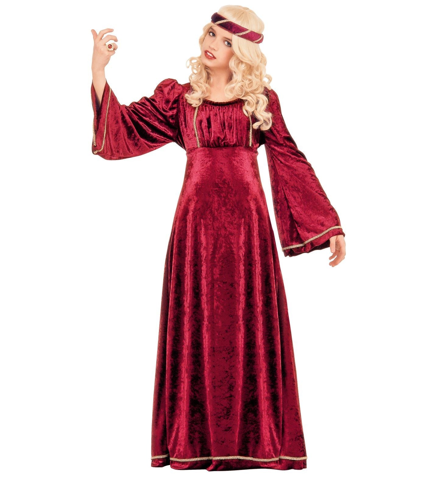 Déguisement Juliette fille, rouge (robe et coiffe)
