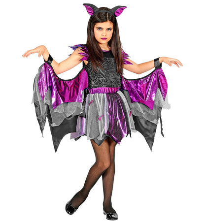 Déguisement Chauve-souris fille noir et violet (robe tutu avec ailes, oreilles)