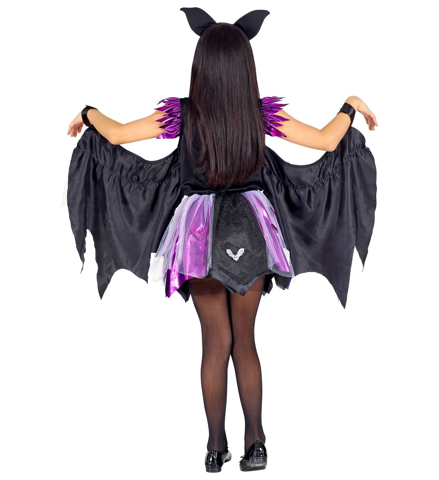 Déguisement Chauve-souris fille noir et violet (robe tutu avec ailes, oreilles)