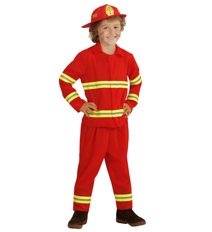 Déguisement Pompier Enfant  rouge (veste, pantalon, casque)