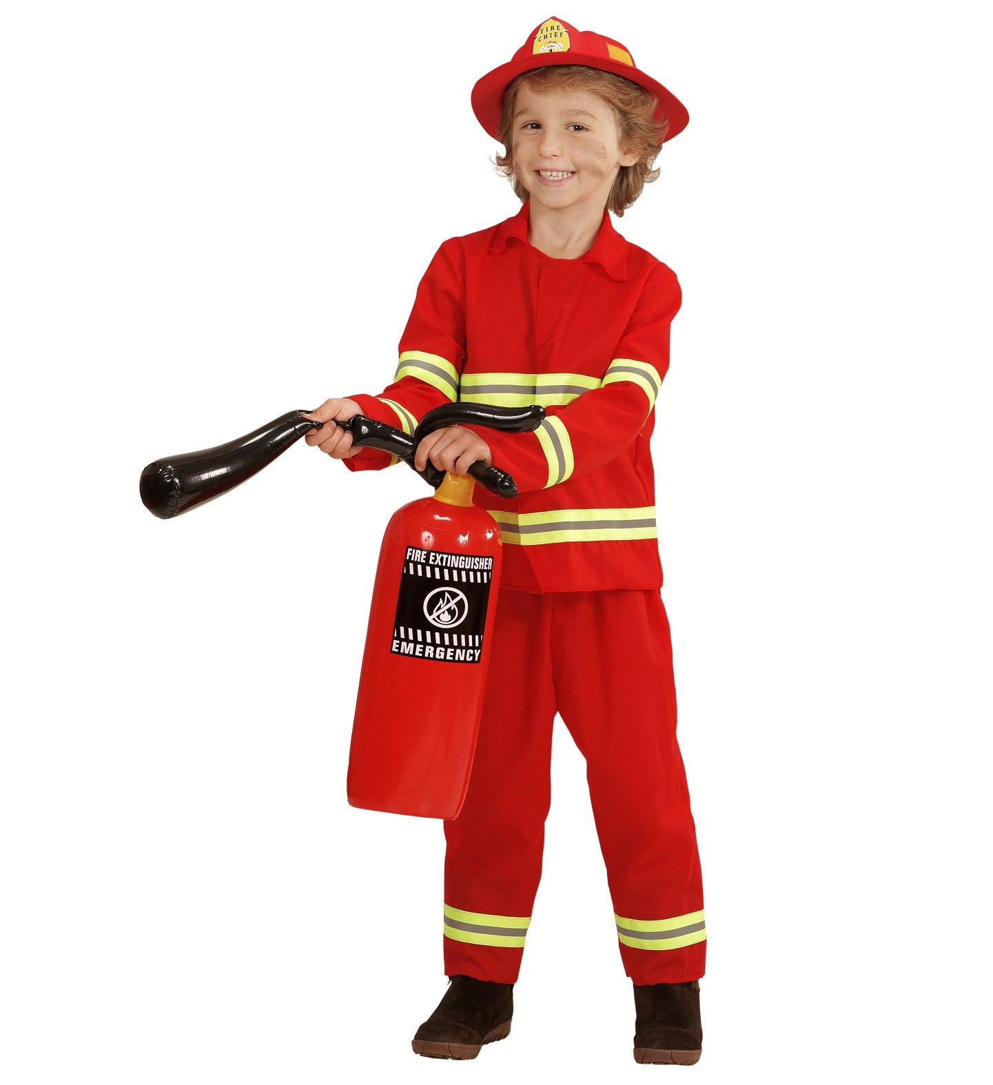 Déguisement Pompier Enfant  rouge (veste, pantalon, casque)