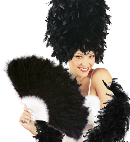 Eventail noir en plumes