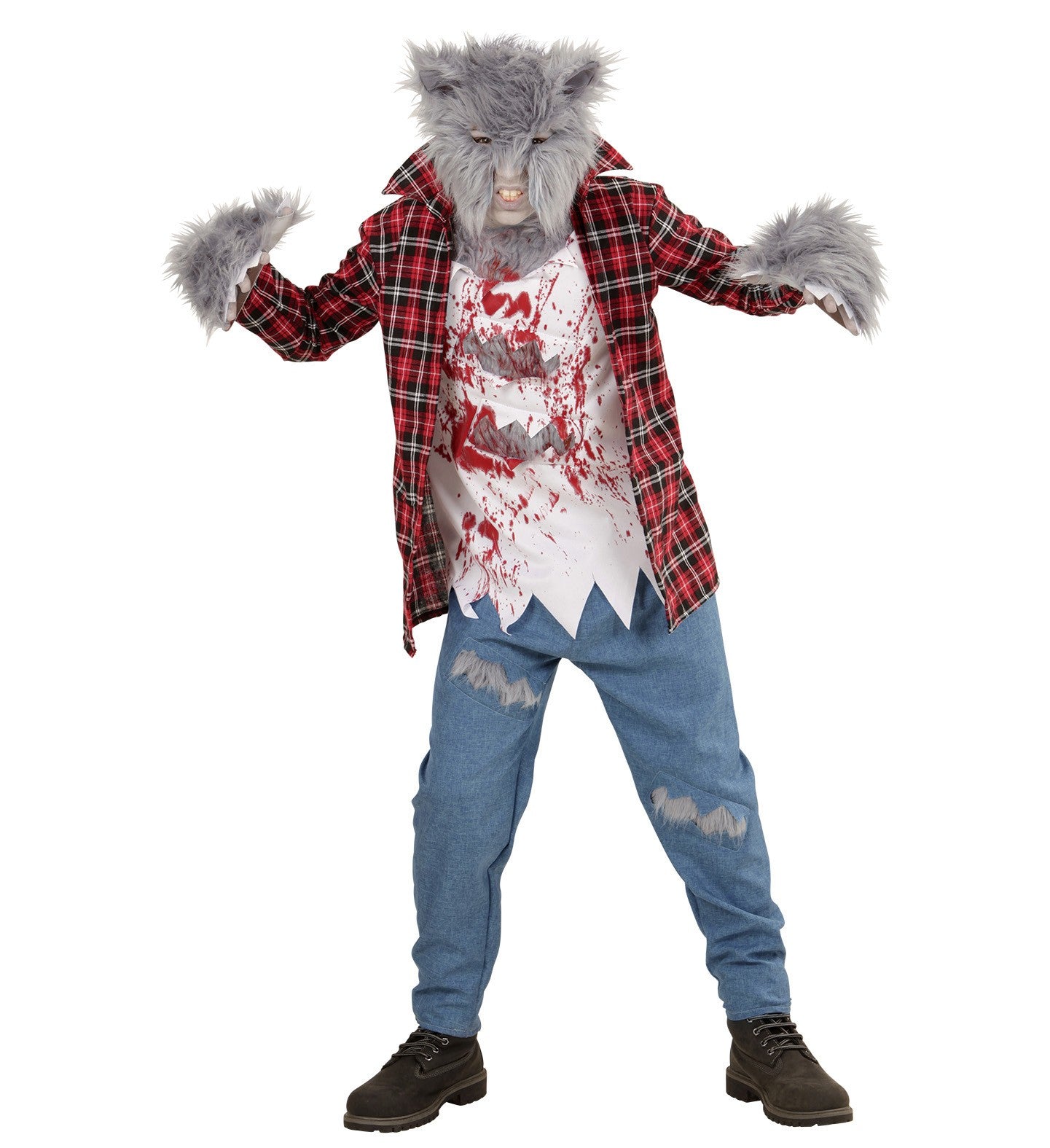 Déguisement Loup-Garou Enfant (Chemise avec T-shirt, pantalon, gants, masque)