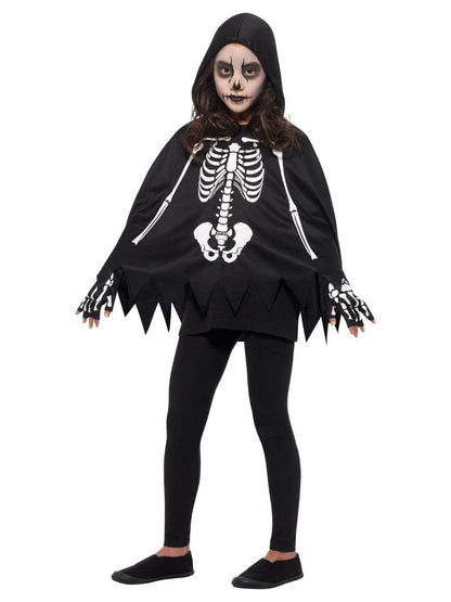 Déguisement Squelette mixte 4/7 ans (poncho, gants, sac à bonbons et maquillage)